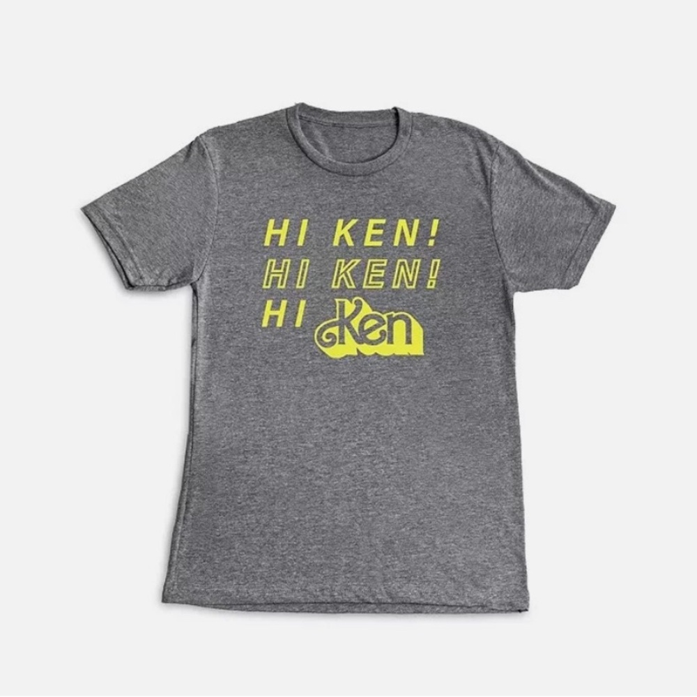 Barbie Gray T-Shirt with Yellow 'Hi Ken!' Design NWT